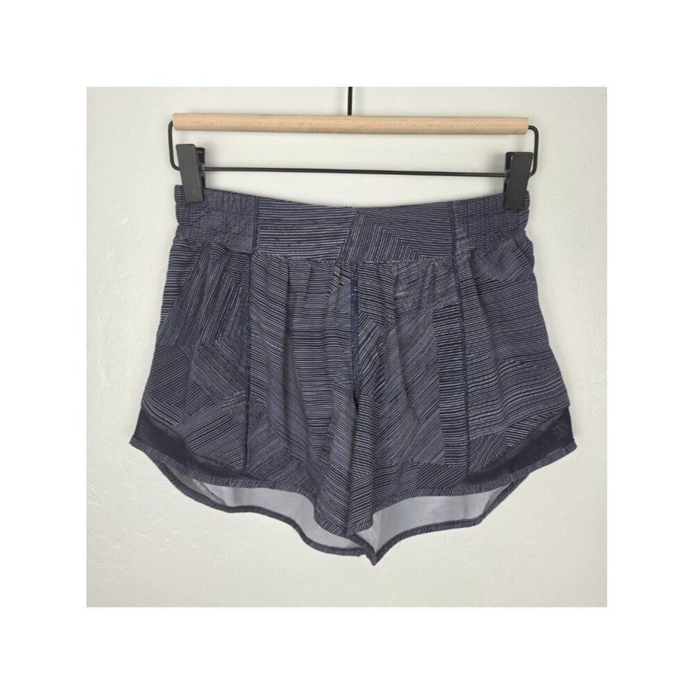 Lululemon Size 6 Tall Hotty Hot Short II Long 4" Lined Etch Hail Midnight Navy